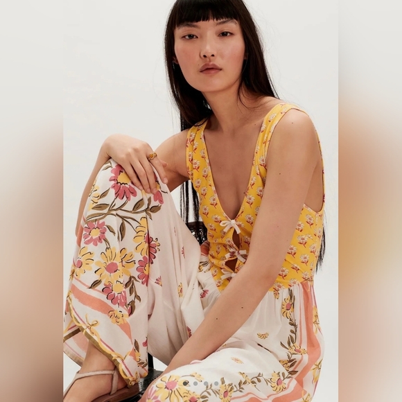 Free People Pants - FREE PEOPLE $228 NWOT Bali Honeydew Jumpsuit LARGE